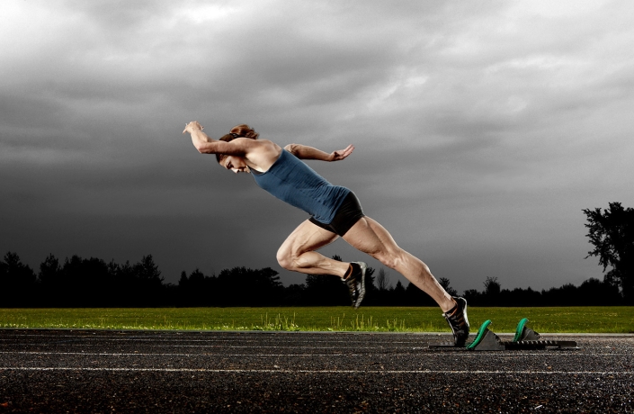 Olympic Hurdler Sports Action photograph for Bell Canada - Summer Olympics - Copyright Harry Gils