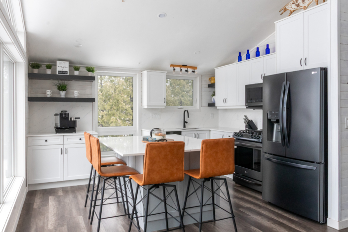 Home interior photography of modern and bright kitchen.