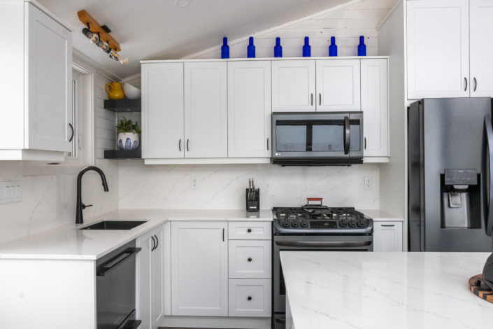 Home interior photography of modern and bright kitchen.